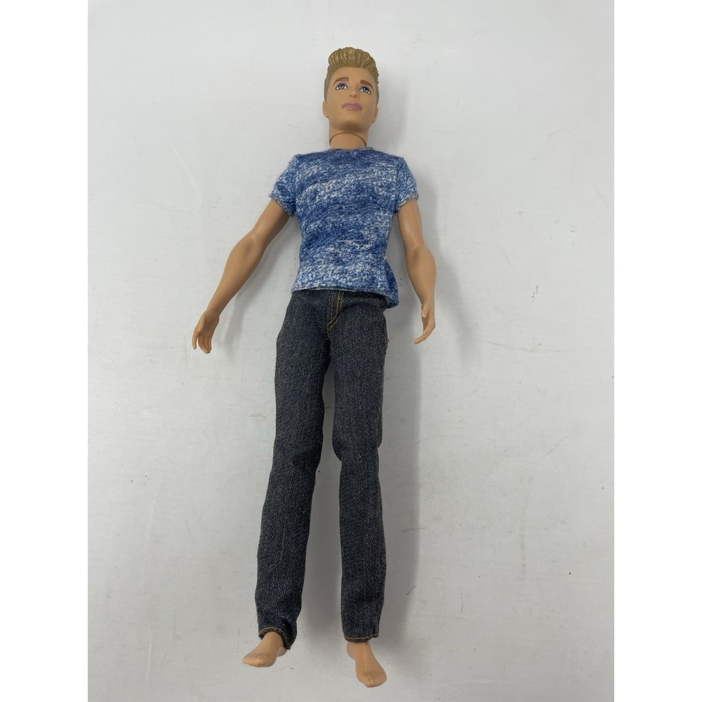 2015 Mattel Ken Fashionistas Doll DGY67 Blonde Hair Blue Shirt Jeans‎ 12" Loose